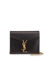 Saint Laurent Cassandre Leather Wallet On Chain In 1000 Nero