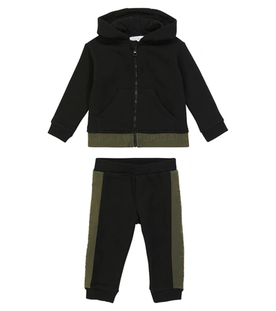 Emporio Armani Baby Cotton-blend Hoodie And Sweatpants Set In Black