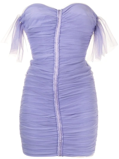Elisabetta Franchi Draped Mini Dress In Lavender Color In Purple