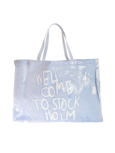 Acne Studios Graffiti Shopping Bag In Light Blue