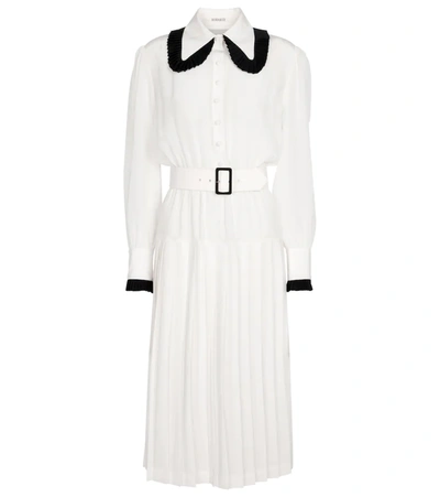 Rodarte Drop-waist Pleated Silk-crepe De Chine Dress In White