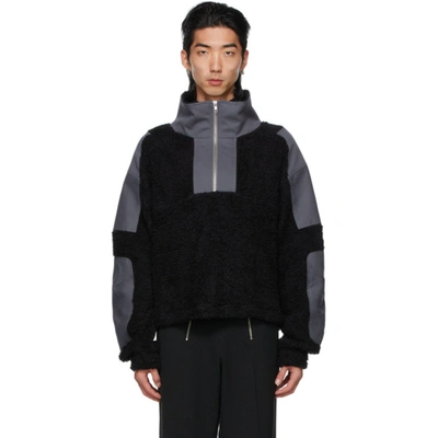 Gmbh Mathis High-neck Panelled Cotton-fleece Sweater In Black