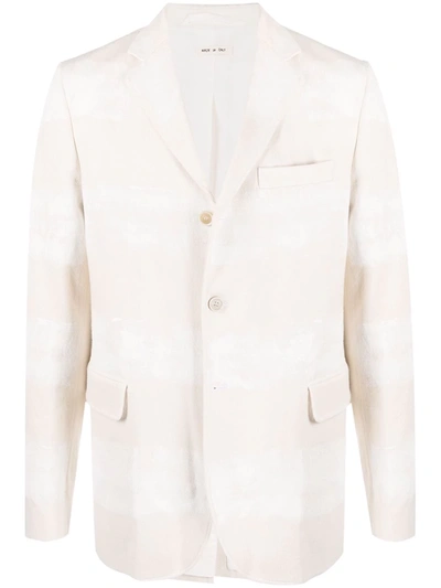 Marni Single-breasted Stripe-print Cotton-twill Jacket In Nude