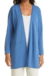 Eileen Fisher Organic Linen & Cotton Longline Cardigan In Coast