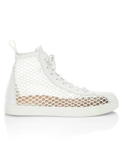 Gianvito Rossi Net Mesh High-top Court Sneakers In White