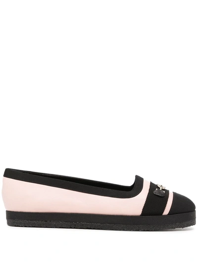 Ferragamo Kacy Bicolor Gancini Ballerina Flats In Rosa