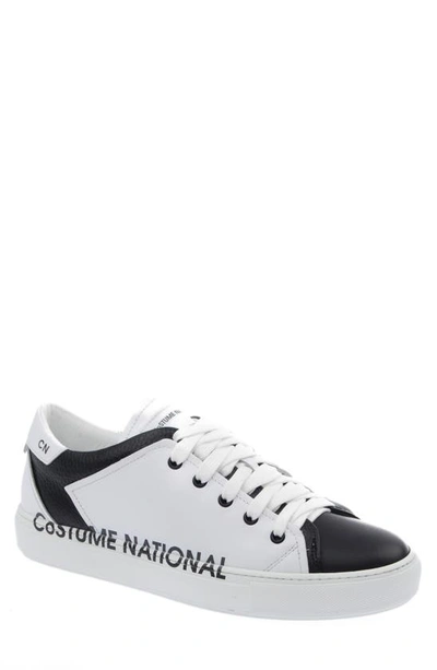Costume National Men's Logo Bicolor Low-top Trainers In White/ Black