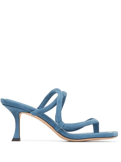 Jimmy Choo Cape Suede Strappy Slide Sandals In Butterfly Blue