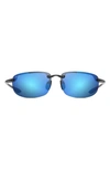 Maui Jim Ho'okipa 63mm Polarizedplus®2 Rectangular Sunglasses In Smoke Grey/ Blue Hawaii