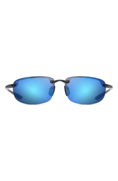 Maui Jim Ho'okipa 63mm Polarizedplus®2 Rectangular Sunglasses In Smoke Grey/ Blue Hawaii