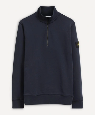 Stone Island Half-zip Cotton Sweater In Navy