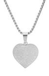Hmy Jewelry Stainless Steel Prayer Pendant Necklace In Metallic
