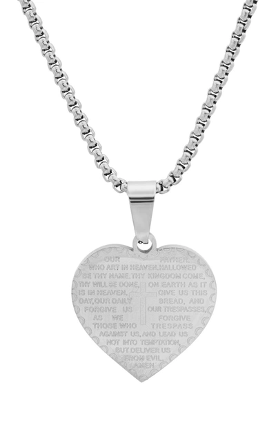 Hmy Jewelry Stainless Steel Prayer Pendant Necklace In Metallic