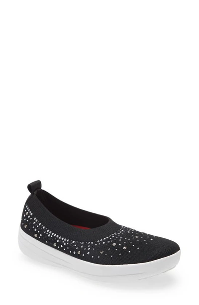 Fitflop Women's Uberknit Ombre Crystal Ballet Sneaker Flats In Black