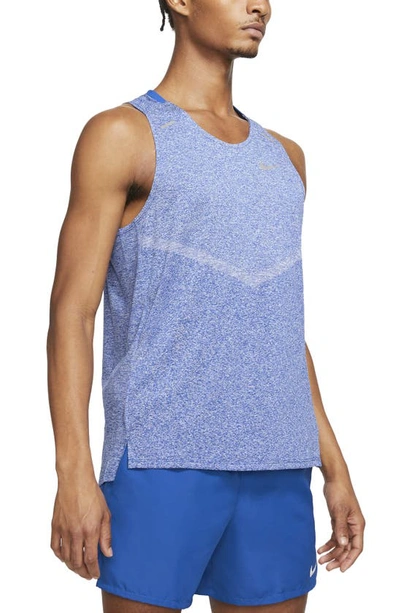 Nike Men's Rise 365 Dri-fit Running Tank Top In Game Royal/heather/reflective Silver