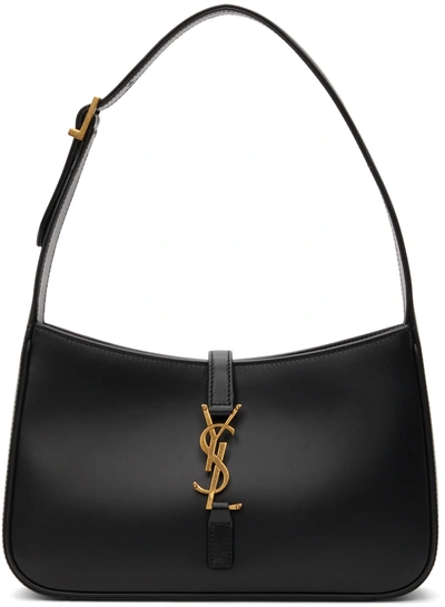 Saint Laurent Hobo Logo-plaque Shoulder Bag In Black