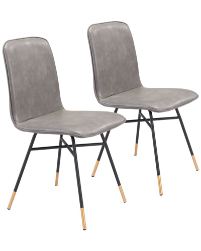 Zuo Var Dining Chair, Set Of 2 In Grey