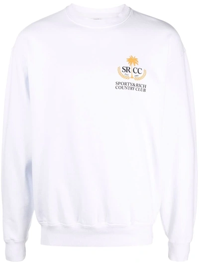 Sporty And Rich Womens White Country Club Branded Cotton-jersey Sweatshirt M