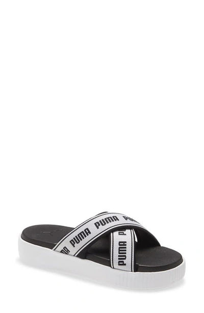 Puma Women s Suede Tape Platform Slide Sandals From Finish Line In Black white ModeSens