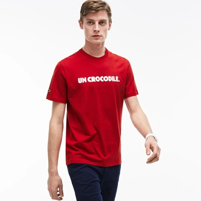 Lacoste Men's Crew Neck Un Crocodile Lettering Jersey T-shirt - Ladybug  Red/whiteladybug Red/white | ModeSens