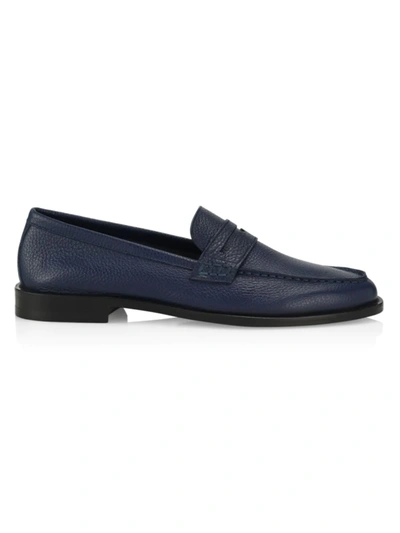 Manolo Blahnik Perry Full-grain Leather Penny Loafers In Blue