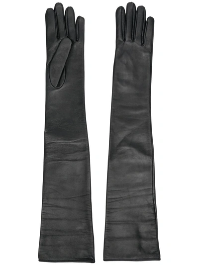 Mm6 Maison Margiela Long-length Leather Gloves In Black