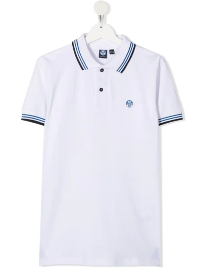 North Sails Teen Embroidered-logo Cotton Polo Shirt In White