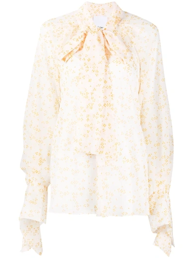 Acler Cathedral Tie-neck Chiffon Blouse In Yellow