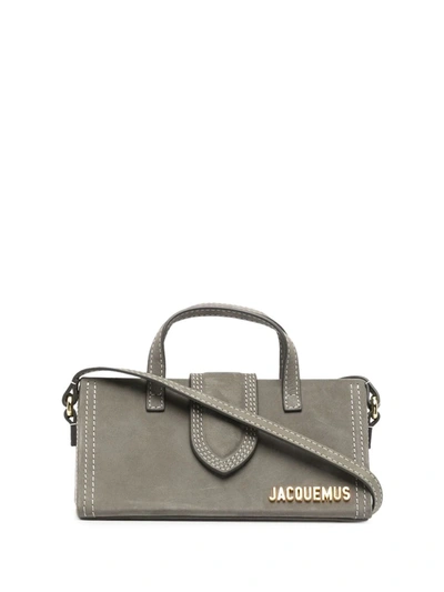 Jacquemus 'le Porte Lunettes' Nubuck Leather Crossbody Sunglasses Case In Grey