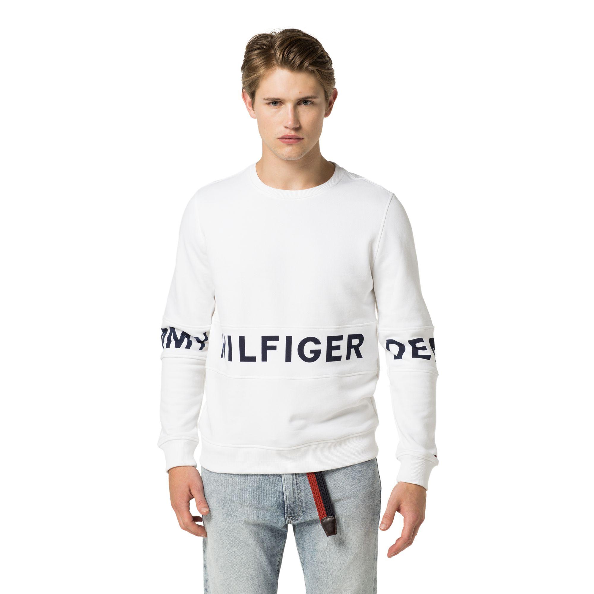 Tommy Hilfiger Signature Crewneck Sweatshirt - Classic White | ModeSens