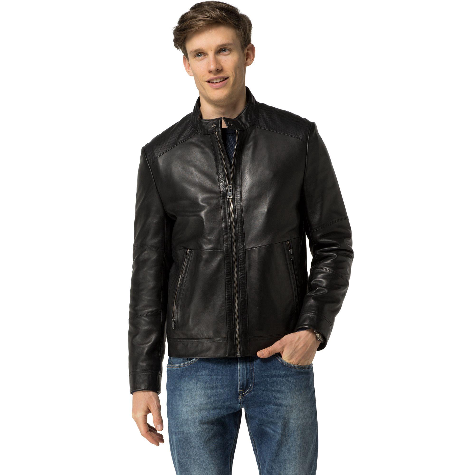 tommy hilfiger black leather jacket