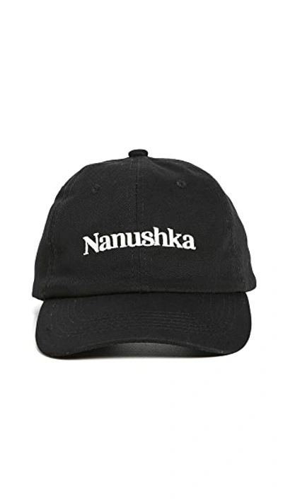 Nanushka Val Organic Cotton Twill Baseball Cap In Black