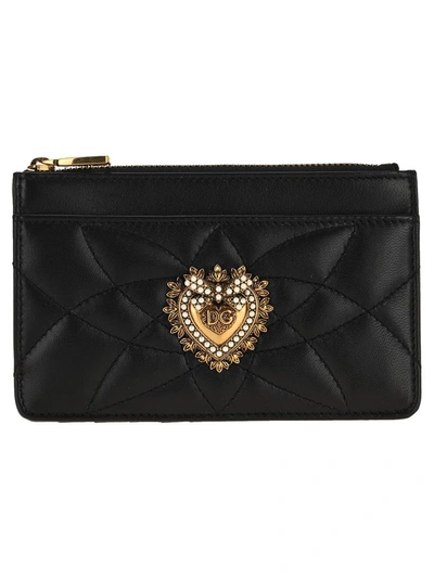 Dolce & Gabbana Devotion Zipped Cardholder In Black