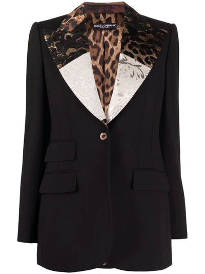 Dolce & Gabbana Contrast-lapel Blazer In Black