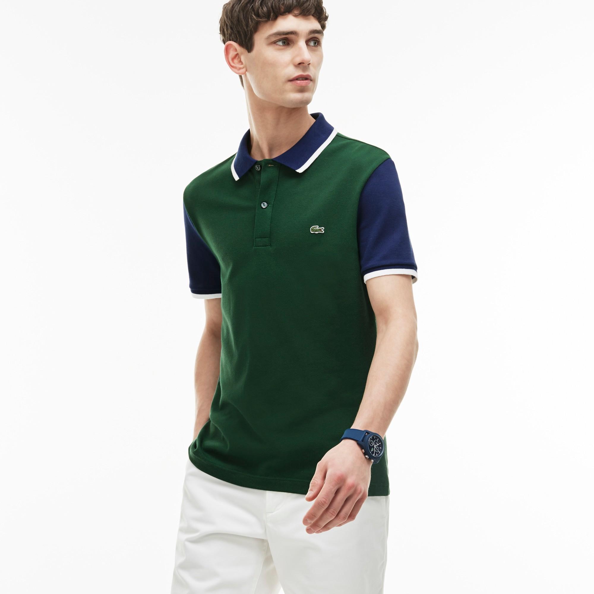 Lacoste Men's Slim Fit Contrast Sleeves Stretch PiquÉ Polo Shirt ...