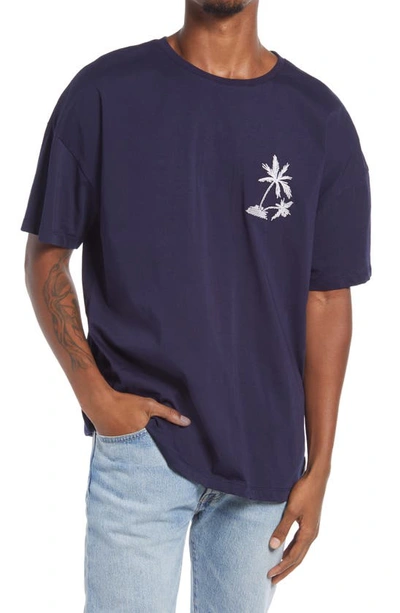 Native Youth Palm Tree Graphic Tee In Navy