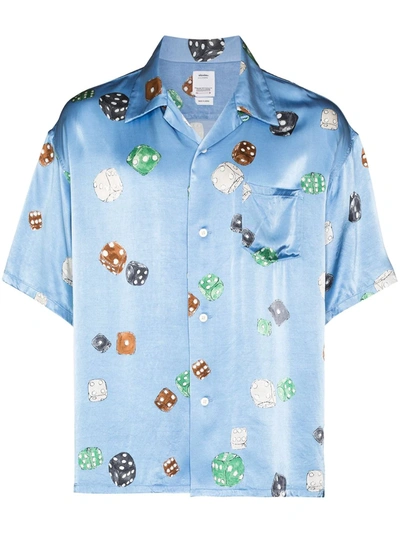 Visvim Wallis Dice Print Button-up Camp Shirt In Blue