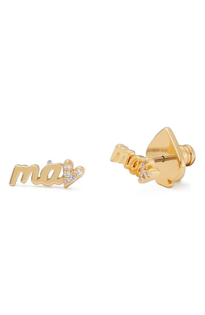 Kate Spade Mama Mini Stud Earrings In Clear/ Gold