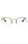 Ray Ban 51mm Round Optical Glasses In Gold Black