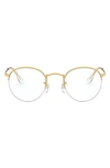 Ray Ban 51mm Round Optical Glasses In Shiny Gold