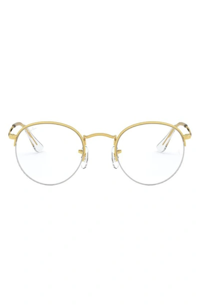 Ray Ban 51mm Round Optical Glasses In Shiny Gold