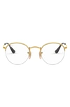 Ray Ban 51mm Round Optical Glasses In Gold