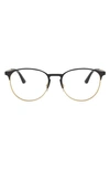 Ray Ban 51mm Optical Glasses In Black Gold