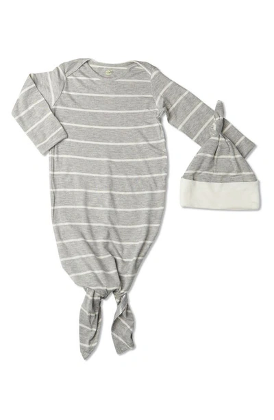Baby Grey By Everly Grey Babies' Gown & Hat Set In Heather Grey