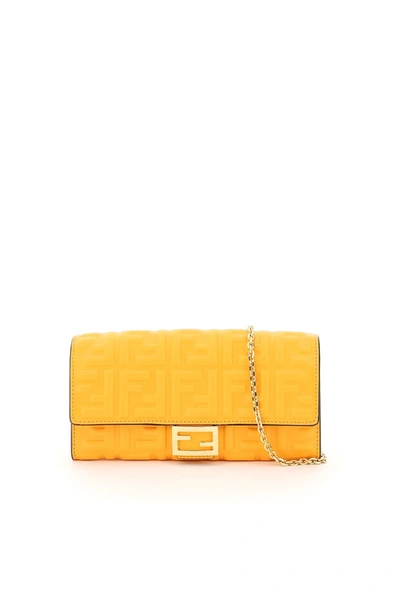 Fendi Baguette 长款钱包 In Clementine Os