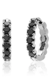 Sethi Couture Black Diamond Huggie Hoop Earrings In White Gold