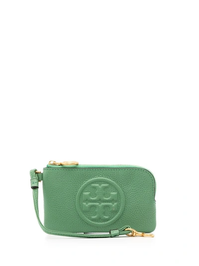 Tory Burch Perry Bombe Leather Card Case In Patina