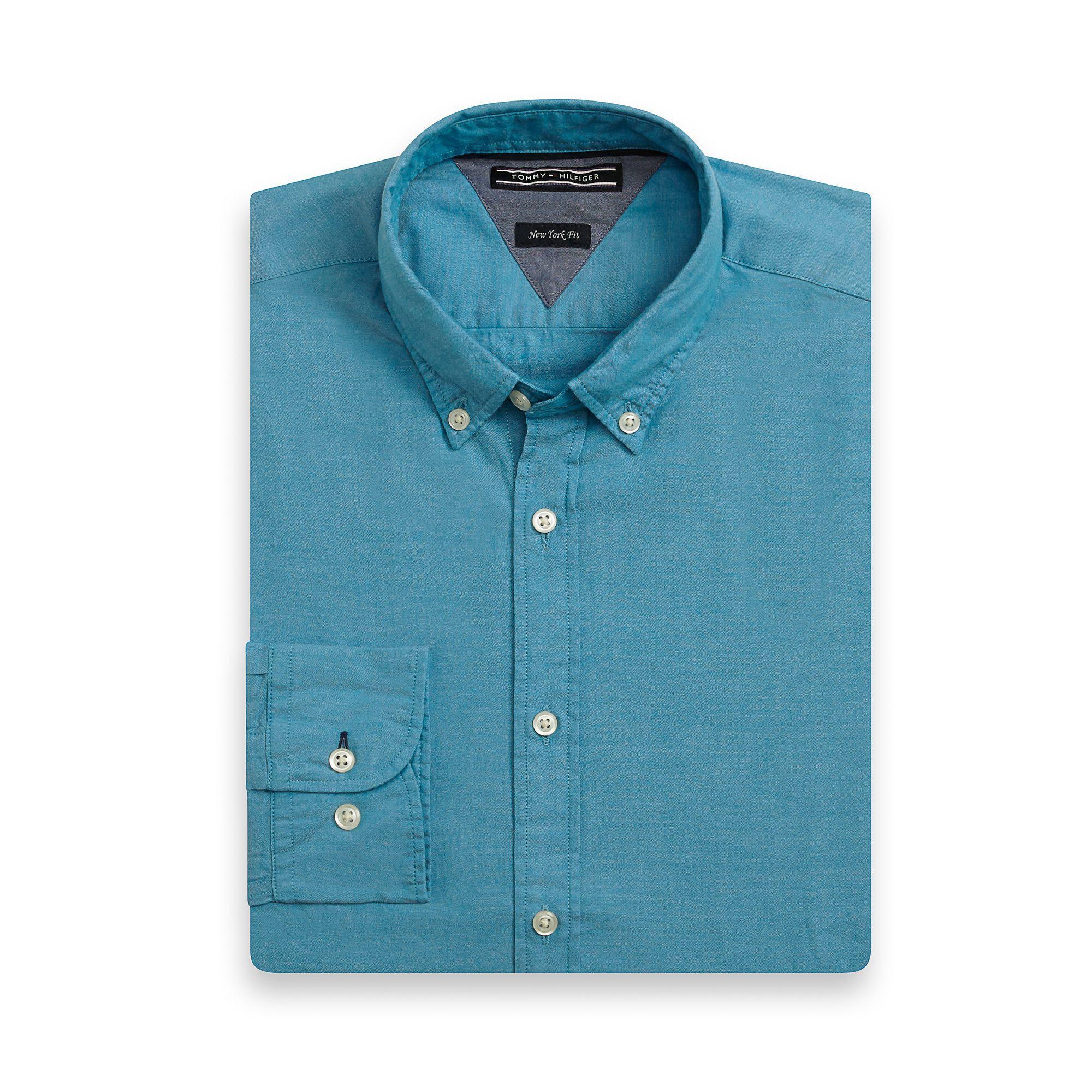 para mi Nominal Sesión plenaria Tommy Hilfiger New York Fit Super Light Shirt - Blue Jewel | ModeSens