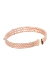 Meshmerise 18k Gold Vermeil Sterling Silver Cz Cuff Bracelet In Rose