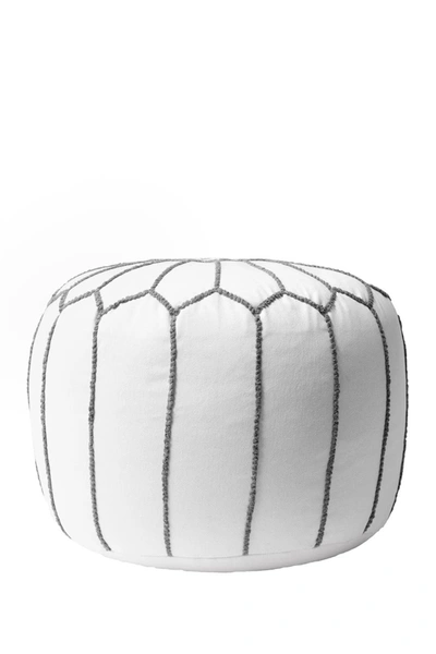 Nuloom Classic Moroccan Cotton Ottoman Pouf In White